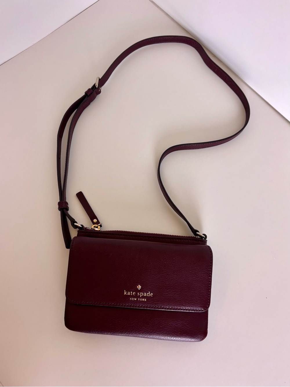 Kate Spade New York Greene Street Karlee Leather Crossbody Cherrywood Burgundy - Picture 4 of 13